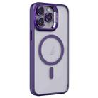 For iPhone 14 Pro Max Invisible Lens Holder PC + TPU Frosted MagSafe Phone Case(Purple) - 1