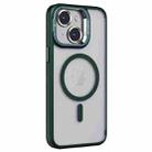 For iPhone 13 Invisible Lens Holder PC + TPU Frosted MagSafe Phone Case(Green) - 1