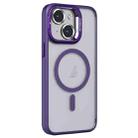 For iPhone 13 Invisible Lens Holder PC + TPU Frosted MagSafe Phone Case(Purple) - 1