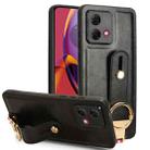 For Motorola Moto G84 5G Wristband Leather Back Phone Case(Black) - 1