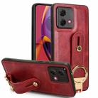 For Motorola Moto G84 5G Wristband Leather Back Phone Case(Red) - 1