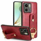 For Motorola Edge 40 Wristband Leather Back Phone Case(Red) - 1