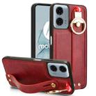 For Motorola Moto G Power 2024 Wristband Leather Back Phone Case(Red) - 1