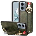 For Motorola Moto G Power 2024 Wristband Leather Back Phone Case(Green) - 1