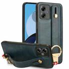 For Motorola Moto G14 Wristband Leather Back Phone Case(Blue) - 1