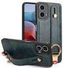 For Motorola Moto G34 Wristband Leather Back Phone Case(Blue) - 1