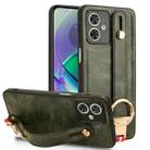 For Motorola Moto G54 5G Wristband Leather Back Phone Case(Green) - 1