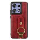 For Motorola Edge 50 Pro Wristband Leather Back Phone Case(Red) - 3