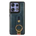 For Motorola Edge 50 Pro Wristband Leather Back Phone Case(Blue) - 3