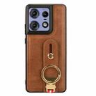 For Motorola Edge 50 Pro Wristband Leather Back Phone Case(Brown) - 3