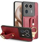 For Motorola Edge 50 Ultra Wristband Leather Back Phone Case(Red) - 1