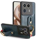 For Motorola Edge 50 Ultra Wristband Leather Back Phone Case(Blue) - 1
