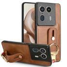 For Motorola Edge 50 Ultra Wristband Leather Back Phone Case(Brown) - 1