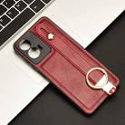 For Motorola Moto E14 Wristband Leather Back Phone Case(Red) - 2