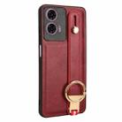 For Motorola Moto E14 Wristband Leather Back Phone Case(Red) - 3