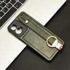 For Motorola Moto E14 Wristband Leather Back Phone Case(Green) - 2