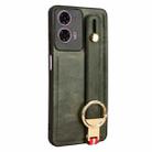 For Motorola Moto E14 Wristband Leather Back Phone Case(Green) - 3