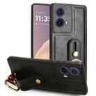 For Motorola Edge 50 Fusion 5G Wristband Leather Back Phone Case(Black) - 1