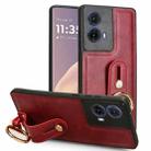 For Motorola Edge 50 Fusion 5G Wristband Leather Back Phone Case(Red) - 1