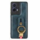 For Motorola Edge 50 Fusion 5G Wristband Leather Back Phone Case(Blue) - 3