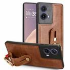 For Motorola Edge 50 Fusion 5G Wristband Leather Back Phone Case(Brown) - 1