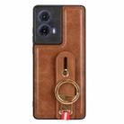 For Motorola Edge 50 Fusion 5G Wristband Leather Back Phone Case(Brown) - 3