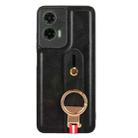 For Motorola Moto G35 5G Wristband Leather Back Phone Case(Black) - 3