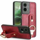 For Motorola Moto G35 5G Wristband Leather Back Phone Case(Red) - 1