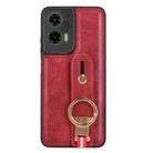 For Motorola Moto G35 5G Wristband Leather Back Phone Case(Red) - 3
