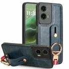 For Motorola Moto G35 5G Wristband Leather Back Phone Case(Blue) - 1