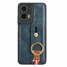 For Motorola Moto G35 5G Wristband Leather Back Phone Case(Blue) - 3