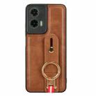 For Motorola Moto G35 5G Wristband Leather Back Phone Case(Brown) - 3