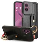 For Motorola Moto G55 5G Wristband Leather Back Phone Case(Black) - 1