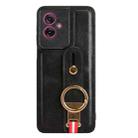 For Motorola Moto G55 5G Wristband Leather Back Phone Case(Black) - 3