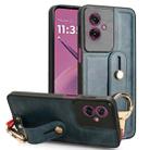 For Motorola Moto G55 5G Wristband Leather Back Phone Case(Blue) - 1