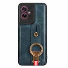 For Motorola Moto G55 5G Wristband Leather Back Phone Case(Blue) - 3