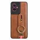 For Motorola Moto G55 5G Wristband Leather Back Phone Case(Brown) - 3