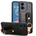 For Motorola Moto G45 5G Wristband Leather Back Phone Case(Black) - 1