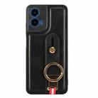 For Motorola Moto G45 5G Wristband Leather Back Phone Case(Black) - 3