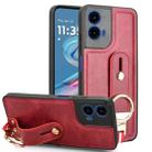 For Motorola Moto G45 5G Wristband Leather Back Phone Case(Red) - 1