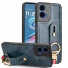 For Motorola Moto G45 5G Wristband Leather Back Phone Case(Blue) - 1