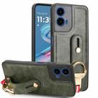 For Motorola Moto G45 5G Wristband Leather Back Phone Case(Green) - 1