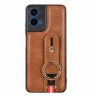 For Motorola Moto G45 5G Wristband Leather Back Phone Case(Brown) - 3