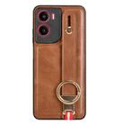 For Motorola Moto G05 / E15 4G Wristband Leather Back Phone Case(Brown) - 2