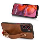 For Motorola Moto G05 / E15 4G Wristband Leather Back Phone Case(Brown) - 3