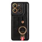 For Motorola Moto G15 / G15 Power 4G Wristband Leather Back Phone Case(Black) - 2