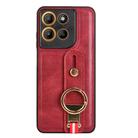 For Motorola Moto G15 / G15 Power 4G Wristband Leather Back Phone Case(Red) - 2