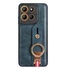 For Motorola Moto G15 / G15 Power 4G Wristband Leather Back Phone Case(Blue) - 2
