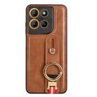 For Motorola Moto G15 / G15 Power 4G Wristband Leather Back Phone Case(Brown) - 2