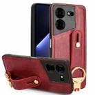 For Tecno Pova 5 Pro Wristband Leather Back Phone Case(Red) - 1